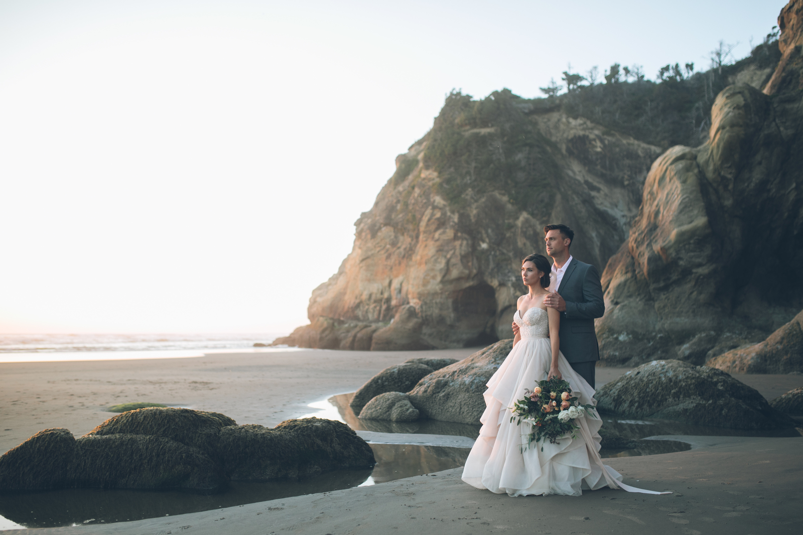 Hug Point Oregon Beach Wedding Sunset Shoot Aniko Photography Portland Wedding Elopement
